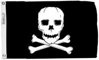 FLAG JOLLY ROGER NYLON SCREEN PRINTED 12"X18"