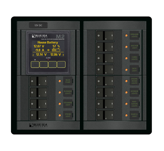 BLUE SEA 1496 PANEL 360 12VDC 12POS FR M2 SOC 2X2