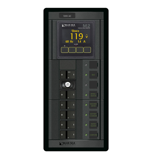BLUE SEA 1504 PANEL 360 120V AC 30A ELCI+5 M2 3X1