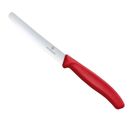 VICTORINOX KNIFE 4.25" RED HANDLE ROUND TIP