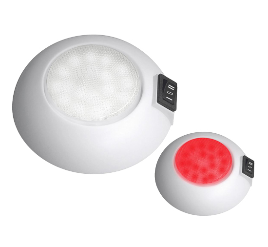 ADVANCED LED 4" WHITE PLASTIC DOME LIGHT WHITE/RED LED