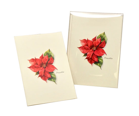 CHRISTMAS NOTE CARDS POINSETTIA