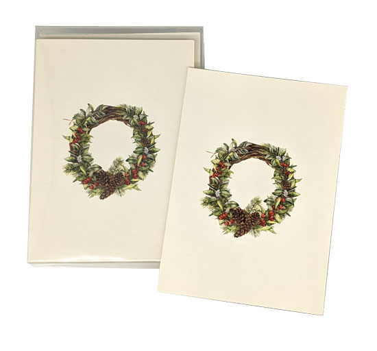 CHRISTMAS NOTE CARDS WINTER WREATH