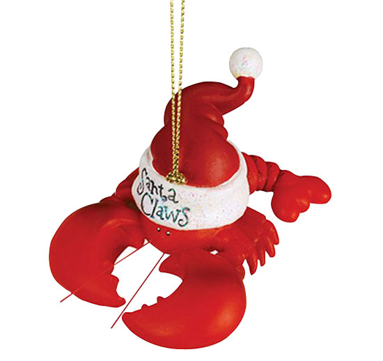 ORNAMENT SANTA CLAWS LOBSTER RESIN