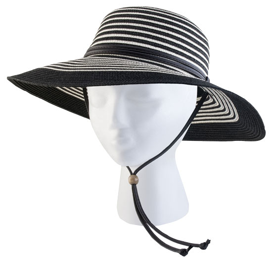 SLOGGERS BRAIDED SUN HAT WOMENS BLACK & WHITE ONE SIZE