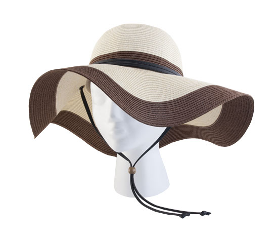 SLOGGERS FLOPPY BRAIDED SUN HAT WOMENS COFFEE & CREAM ONE SIZE