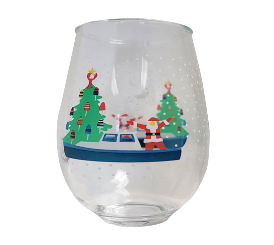 STEMLESS WINE GLASS COASTAL X-MAS 15OZ