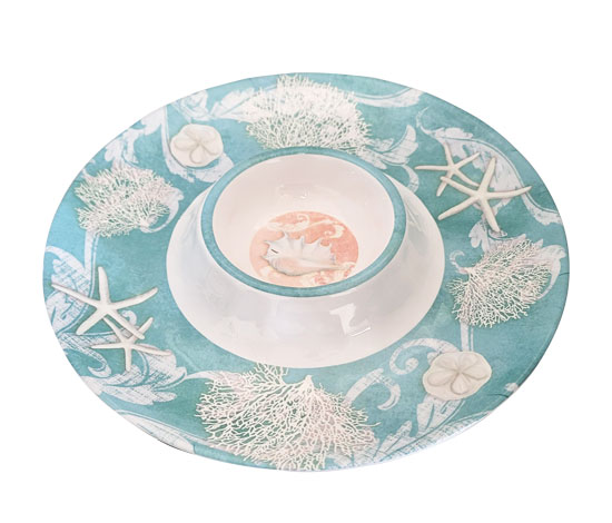 INSPIRED COAST CHIP IN DIP TRAY MELAMINE ROUND 14-1/2"