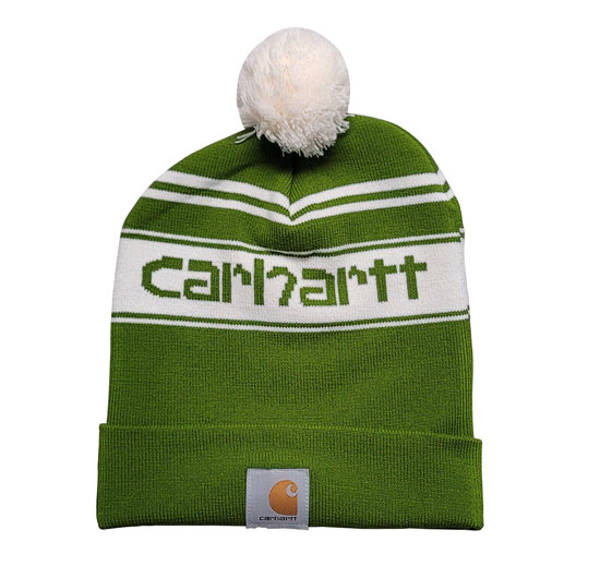 Carhartt Men's Knit Pom Cuffed Logo Beanie, Arborvitae, OFA at