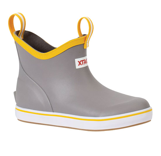 XTRATUF YOUTH ANKLE DECK BOOT 6" GRAY/YELLOW SIZE 4