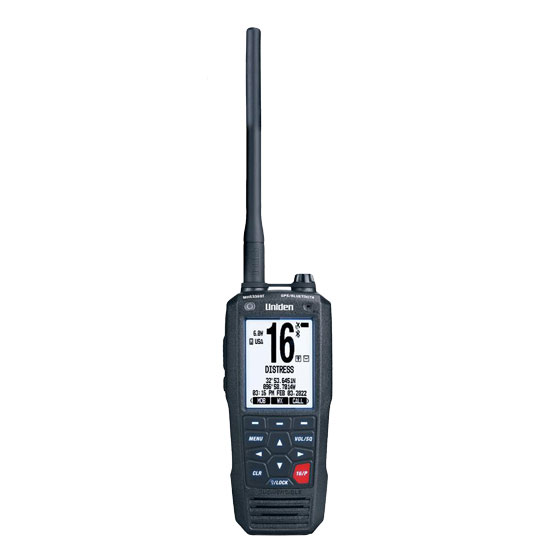 UNIDEN VHF RADIO BLACK FLOATING HANDHELD WITH BUILT-IN GPS/DSC
