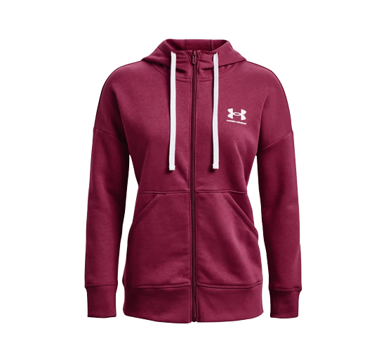 UNDER ARMOUR RIVAL FLEECE HOODIE WOMENS CHARGED CHERRY SMALL