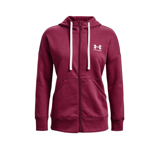 UNDER ARMOUR RIVAL FLEECE HOODIE WOMENS CHARGED CHERRY