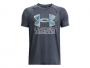 UNDER ARMOUR TECH HYBRID PRINT T-SHIRT BOYS LARGE DOWNPOUR GRAY