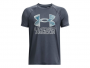 UNDER ARMOUR TECH HYBRID PRINT T-SHIRT BOYS DOWNPOUR GRAY