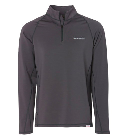 GRUNDENS GRUNDIES MID-WEIGHT BASE LAYER TOP 1/4-ZIP MEN'S GRAY MEDIUM