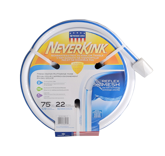 NEVER KINK HOSE WHITE FDA POTABLE WATER 5/8" X 75'