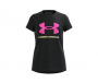 UNDER ARMOUR TECH PRINT BIG LOGO T-SHIRT GIRLS BLACK/PINK YOUTH SMALL