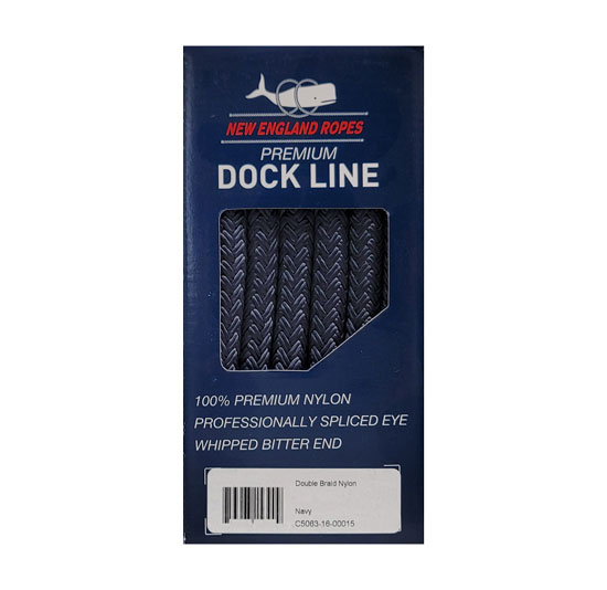 NEW ENGLAND ROPES NYLON DOUBLE BRAID DOCKLINE NAVY 3/8" X 25'