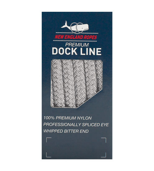 NEW ENGLAND ROPES NYLON DOUBLE BRAID DOCKLINE GRAY 1/2" X 35'