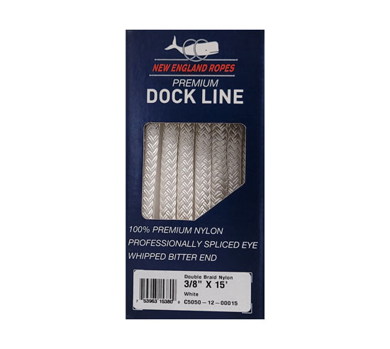 NEW ENGLAND ROPES NYLON DOUBLE BRAID DOCKLINE WHITE 5/8" X 25'