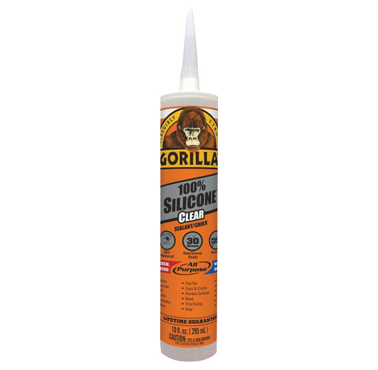 GORILLA SEALANT/CAULK 100% SILICONE 10OZ CLEAR