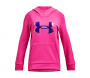 UNDER ARMOUR FLEECE LOGO HOODIE REBEL PINK & IRIDESCENT GIRLS MEDIUM