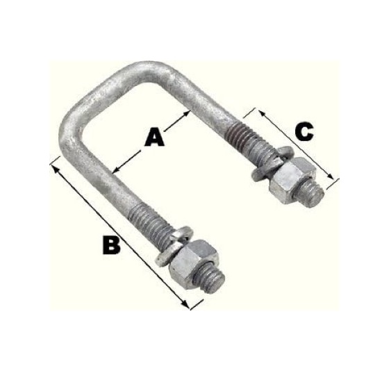 TRAILER U-BOLT SQUARE GALVANIZED 2-1/16" X 2-13/16"