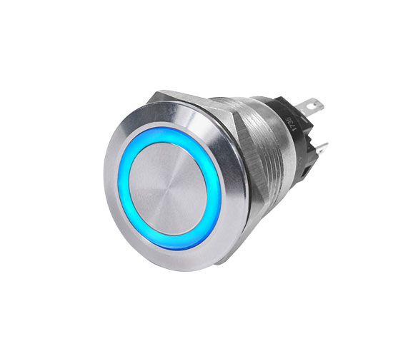 BLUE SEA 4160 10A PUSH BUTTON LED BLUE RING SWITCH OFF-ON