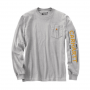 CARHARTT LONG-SLEEVE FISH LOGO MENS HEATHER GRAY T-SHIRT LARGE