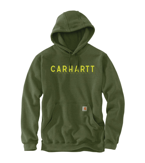 CARHARTT HOODIE LOGO PULLOVER MENS CHIVE HEATHER GREEN SMALL