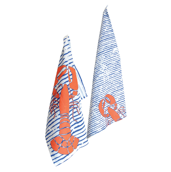 WATERLINE LOBSTER DESIGN SET OF 2 TEA TOWELS