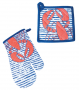 WATERLINE LOBSTER DESIGN OVEN MITT & POT HOLDER SET