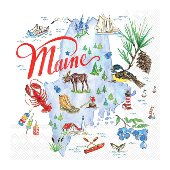 STATE OF MAINE DESIGN PAPER COCKTAIL NAPKIN (20/PACKAGE)