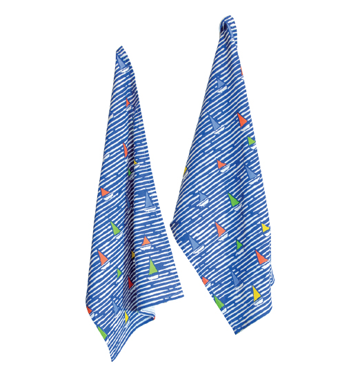 WATERLINE BOATS TEA TOWELS SET OF 2