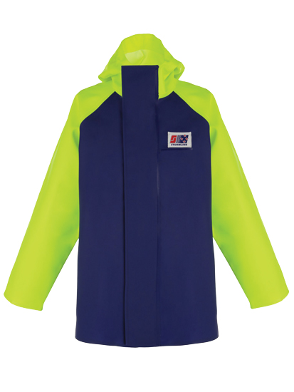 CREW 255 RAIN JACKET HOODED BLUE/HI-VIS 4X-LARGE
