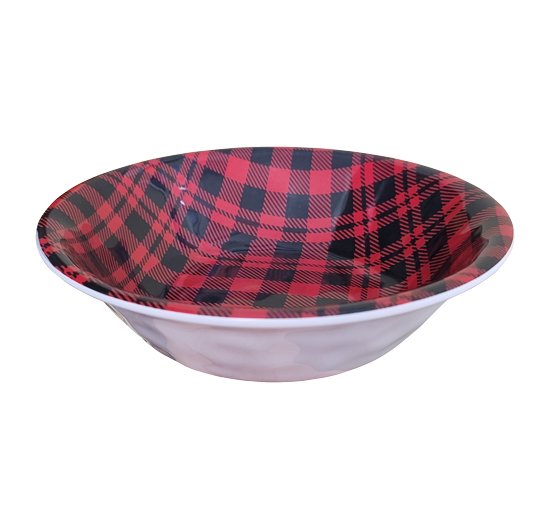 RED BUFFALO PLAID BOWLMELAMINE 7.5"X2"