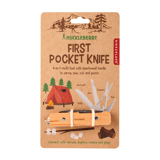 HUCKLEBERRY MY FIRST POCKET KNIFE WITH WOODEN HANDLE