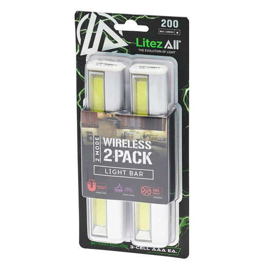 LITEZALL LIGHT BAR 200 LUMENS 2 PACK WITH MAGNETIC MOUNT