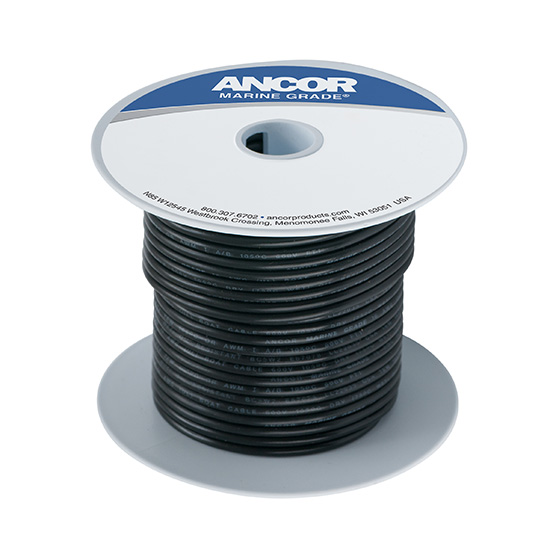 ANCOR TINNED COPPER WIRE 6 GAUGE BLACK TINNED (BY/FOOT)