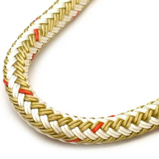NEW ENGLAND ROPE NYLON DOUBLE BRAID 5/8" WHITE/GOLD (BY FOOT)