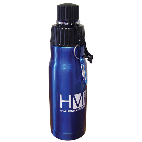 WATER BOTTLE BLUE 20OZ SS HAMILTON MARINE LOGO