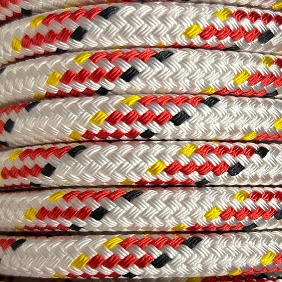 YALE ROPE CRYSTALYNE WHITE WITH RED FLECK 3/8" (BY FOOT)