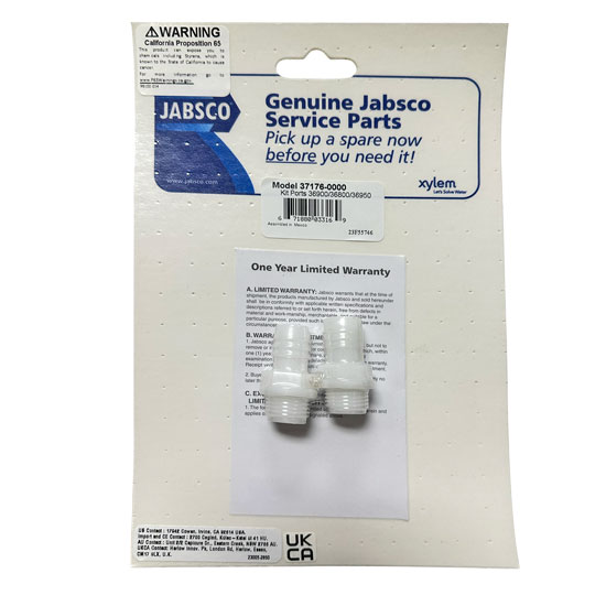 JABSCO 3/8" NPT X 1/2" HOSE BARB KIT PACK OF 2