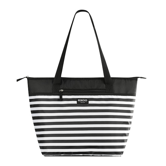 IGLOO ESSENTIAL TOTE 30 CAN LUNCHBAG BLACK AND WHITE STRIPES