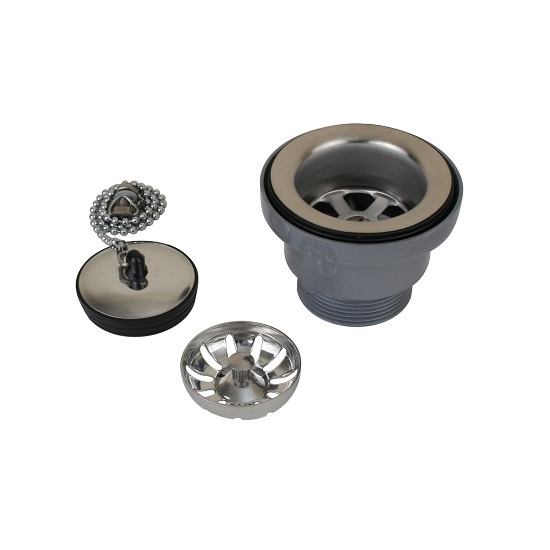 SCANDVIK SINK DRAIN ASSEMBLY WITH BASKET AND STOPPER 1-1/2"