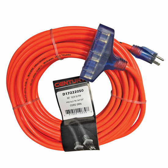 PROGLO 50' EXTENSION CORD TRIPLE NEMA 15A-125V 12/3 CGM WITH HM LOGO