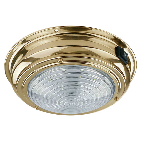 SEASENSE 12 VOLT 20 LED BRASS DOME LIGHT WITH COOL WHITE LIGHT