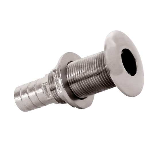 WHITECAP THRU-HULL WITH BARB 316 STAINLESS STEEL 1-1/2" x 4-3/8"