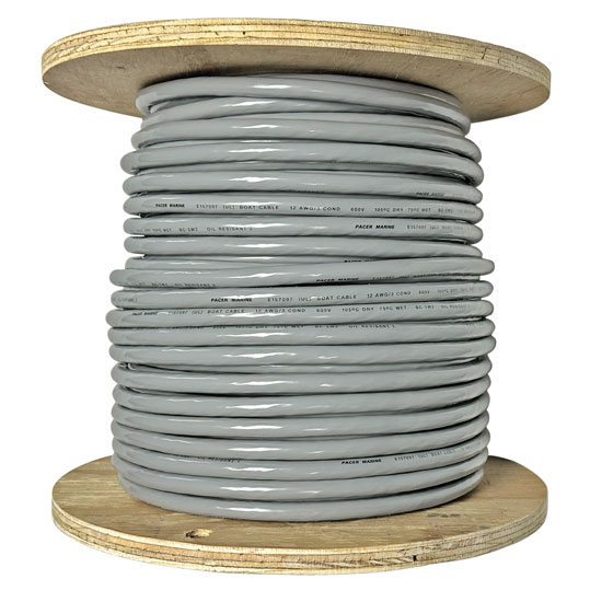 PACER  WIRE OIL RESISTANT ROUND BILGE PUMP CABLE 12/3 GRAY (250' REEL)